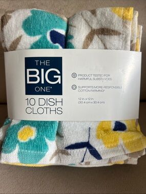 NEW The Big One Floral Dish Cloths - Set of 10